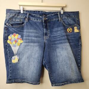 Disney "Up" Embroidered Denim Shorts Plus Size 24